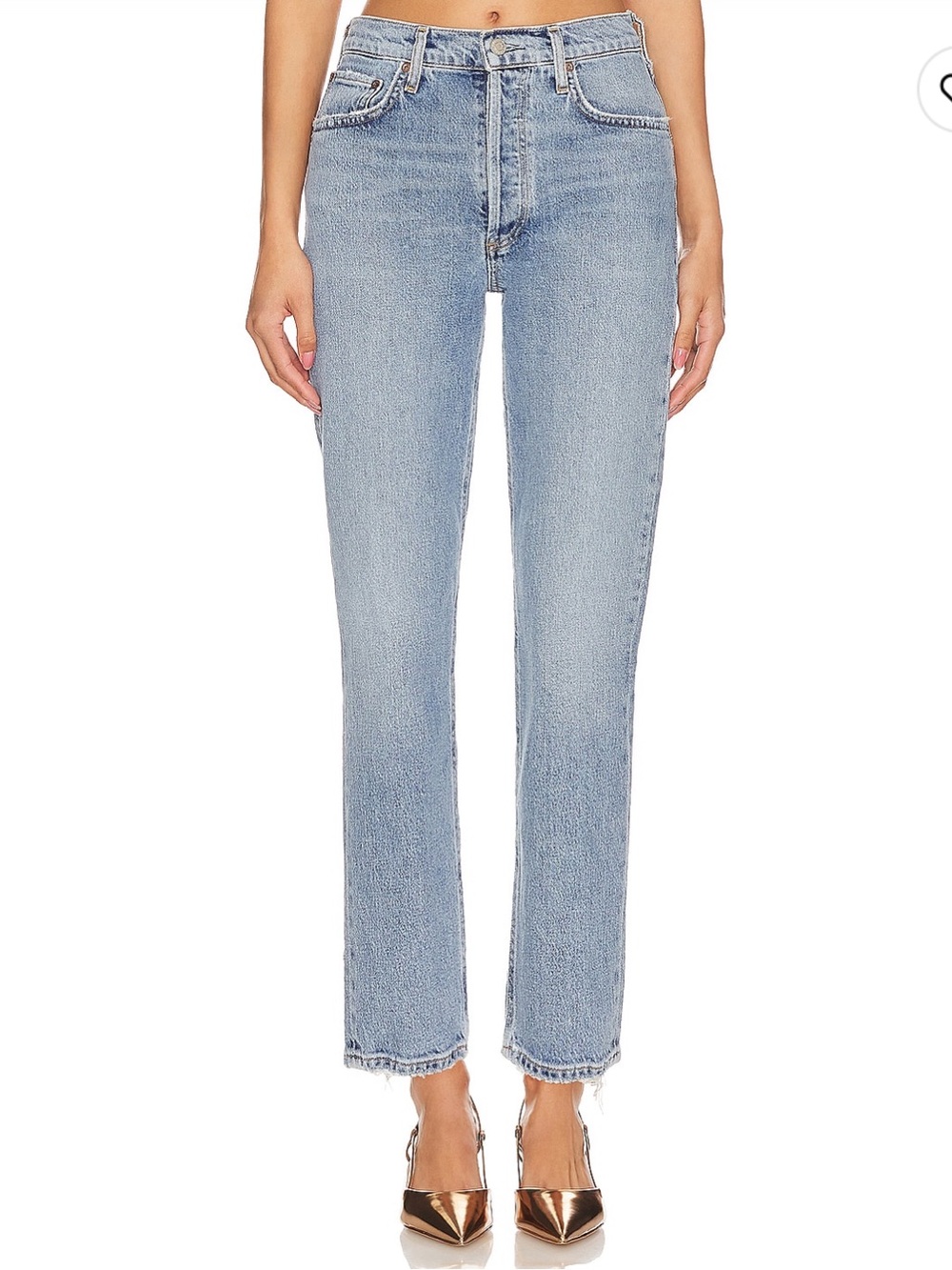 AGOLDE High Rise Straight Crop light wash jeans